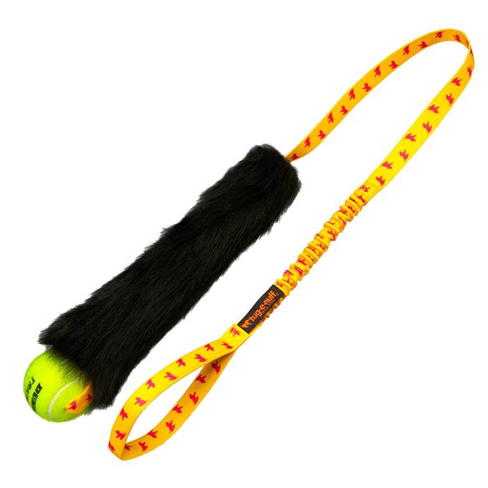 Tug-e-nuff Fåreskind Bungee Chaser med Tennisbold og Gul strop i 112cm